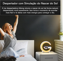 Estação Multifuncional 15W: Carregamento Celular Rápido, Som, Despertador, Luz Noturna e Suporte em Um Só Produto!