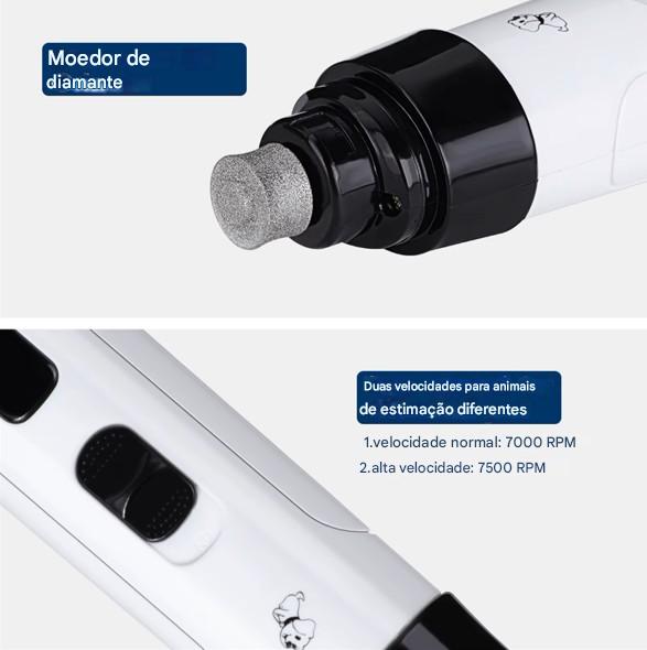 Cortador de Unhas Para Cães e Gatos Elétrico Silencioso USB Recarregável  (Pequeno e Médio Porte)