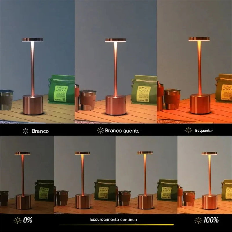 Luminárias em Led de Mesa Sem Fio Recarregaveis Portátil,  Iluminação Regulável em 3 Cores para Quarto, Sala e Sala de Jantar