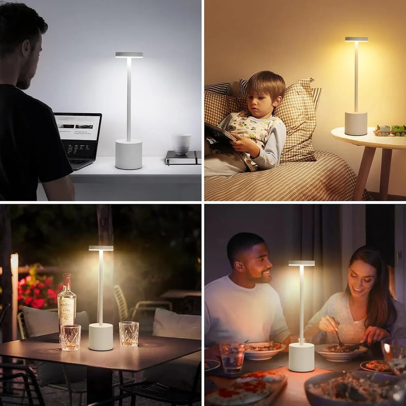 Luminárias em Led de Mesa Sem Fio Recarregaveis Portátil,  Iluminação Regulável em 3 Cores para Quarto, Sala e Sala de Jantar