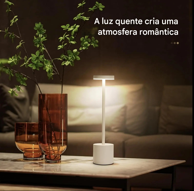 Luminárias em Led de Mesa Sem Fio Recarregaveis Portátil,  Iluminação Regulável em 3 Cores para Quarto, Sala e Sala de Jantar