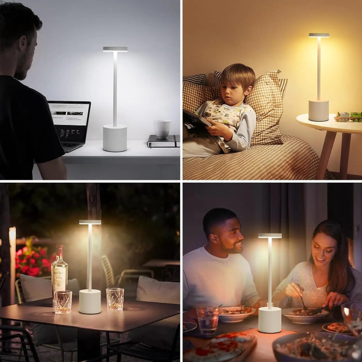 Luminárias em Led de Mesa Sem Fio Recarregaveis Portátil,  Iluminação Regulável em 3 Cores para Quarto, Sala e Sala de Jantar