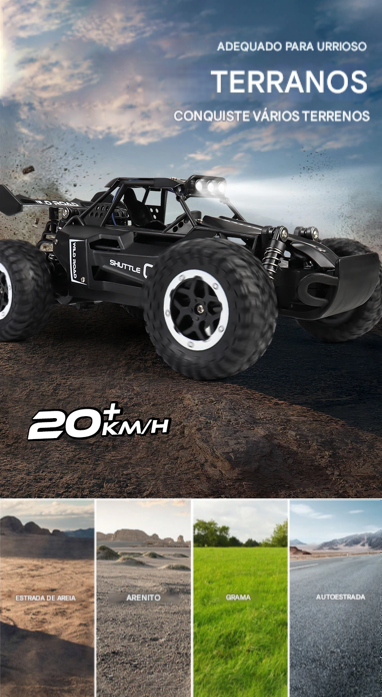 Carrinho Controle Remoto de alta velocidade, Caminhão Off-Road com Luzes LED, Brinquedo para Crianças e Adultos