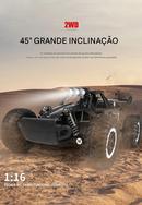 Carrinho Controle Remoto de alta velocidade, Caminhão Off-Road com Luzes LED, Brinquedo para Crianças e Adultos