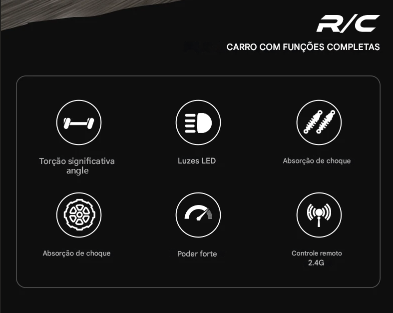Carrinho Controle Remoto de alta velocidade, Caminhão Off-Road com Luzes LED, Brinquedo para Crianças e Adultos
