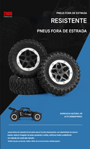 Carrinho Controle Remoto de alta velocidade, Caminhão Off-Road com Luzes LED, Brinquedo para Crianças e Adultos