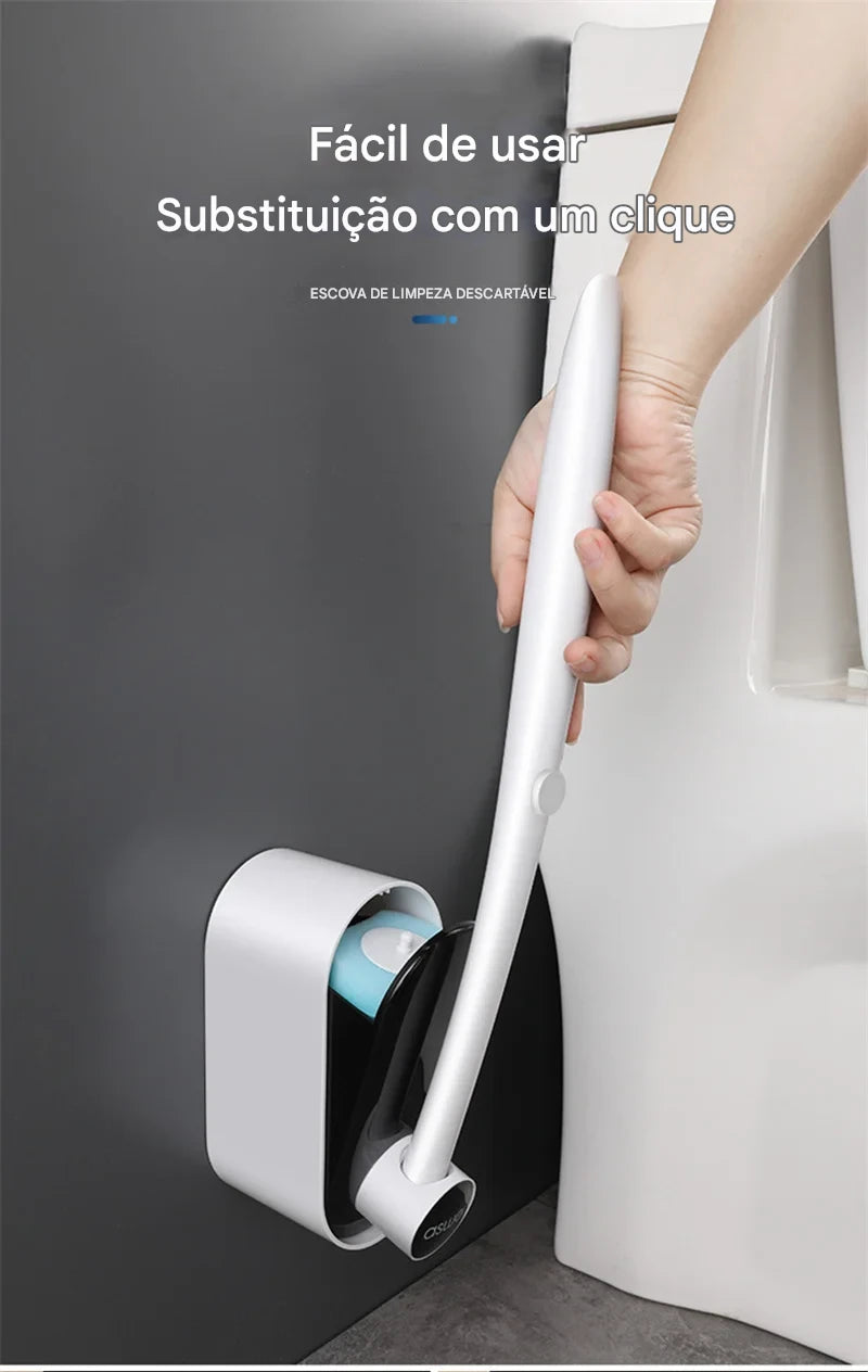 Escova Limpeza para Vaso Sanitário Descartável com Suporte Longo, Limpeza Doméstica, Acessórios para Limpeza
