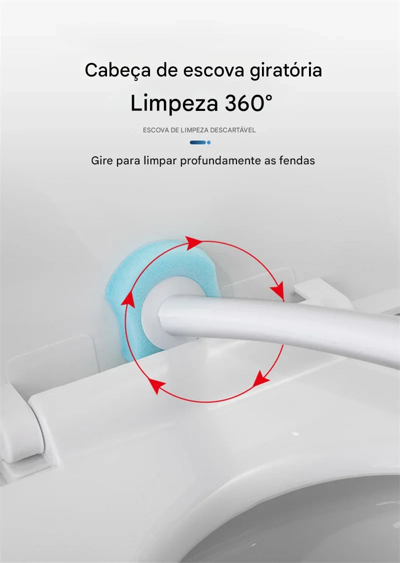 Escova Limpeza para Vaso Sanitário Descartável com Suporte Longo, Limpeza Doméstica, Acessórios para Limpeza
