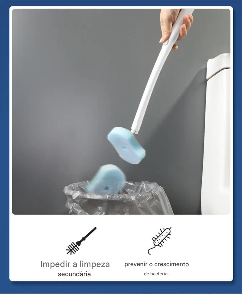 Escova Limpeza para Vaso Sanitário Descartável com Suporte Longo, Limpeza Doméstica, Acessórios para Limpeza