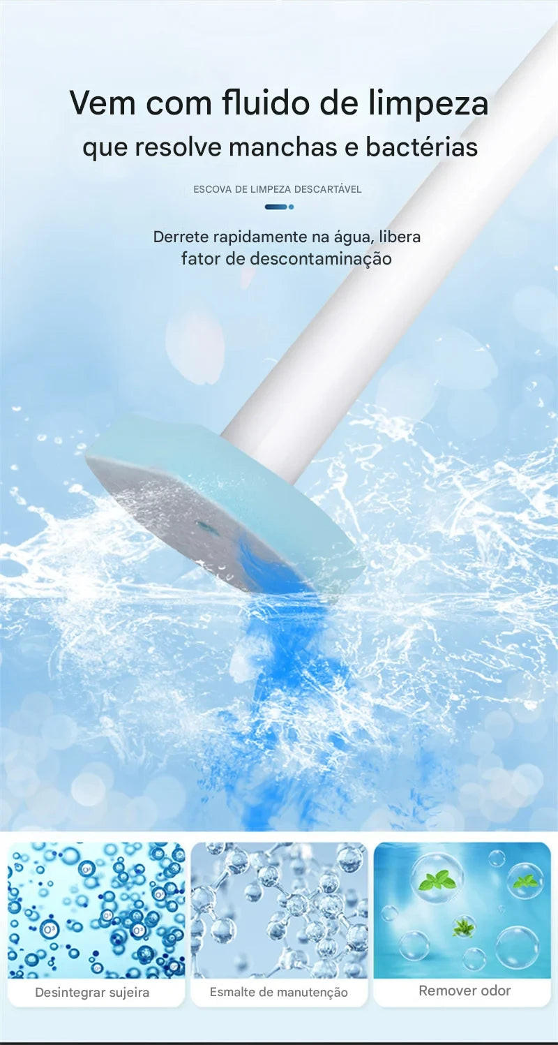 Escova Limpeza para Vaso Sanitário Descartável com Suporte Longo, Limpeza Doméstica, Acessórios para Limpeza