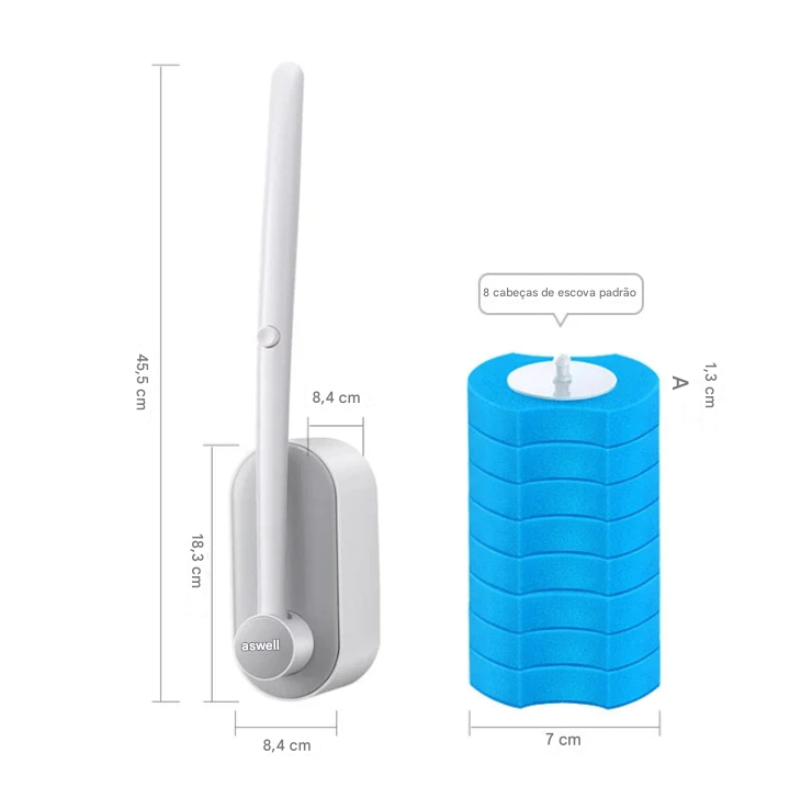 Escova Limpeza para Vaso Sanitário Descartável com Suporte Longo, Limpeza Doméstica, Acessórios para Limpeza