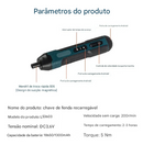 Chave de Fenda / Parafusadeira Elétrica Sem Fio 1300mAh, Bateria De Lítio Recarregável, Torque Ajustável.