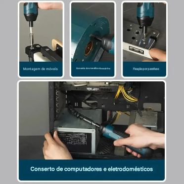 Chave de Fenda / Parafusadeira Elétrica Sem Fio 1300mAh, Bateria De Lítio Recarregável, Torque Ajustável.
