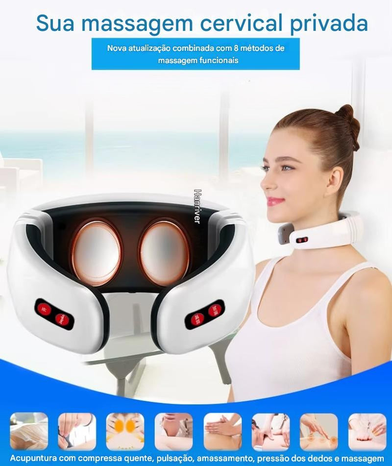 Massageador De Pescoço, Almofada de Massagem Para Vértebras, Compressa Quente Para Ombro e Pescoço