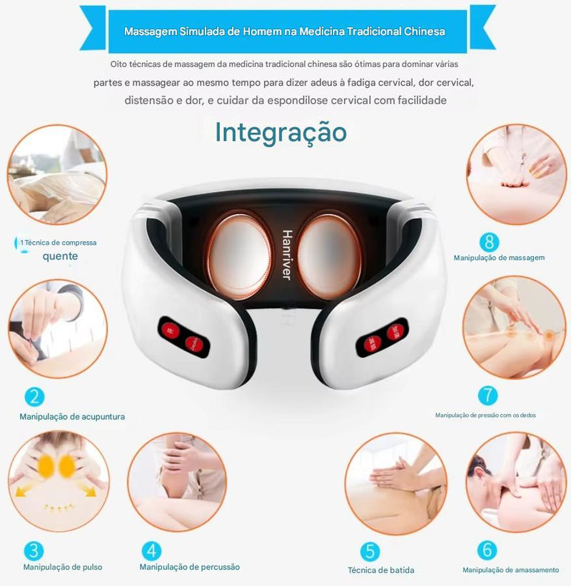Massageador De Pescoço, Almofada de Massagem Para Vértebras, Compressa Quente Para Ombro e Pescoço