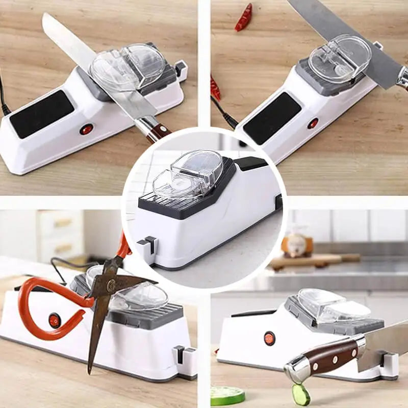 Afiador de facas ELÉTRICO ajustável para facas de cozinha, Afiador de faca elétrico usb ajustável para facas de cozinha, tesoura, afiador de faca profissional branco. Afiação rápida em 5 segundos