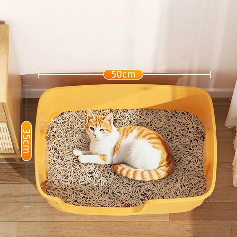 Caixa de Areia para Gatos, Grande Capacidade, Plástico Semi Fechado, Antirrespingos.