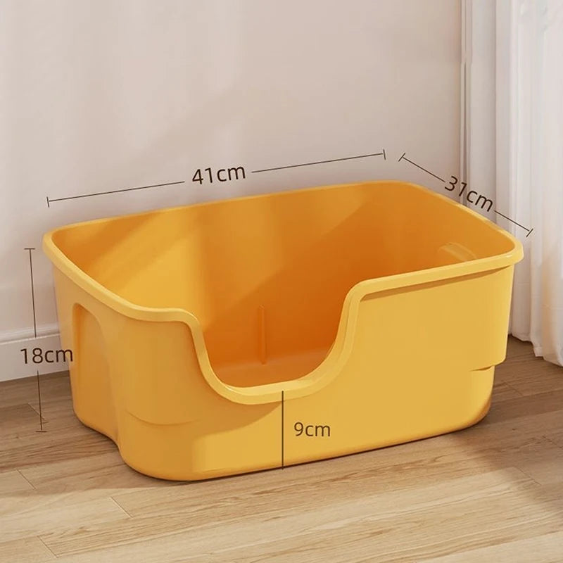 Caixa de Areia para Gatos, Grande Capacidade, Plástico Semi Fechado, Antirrespingos.