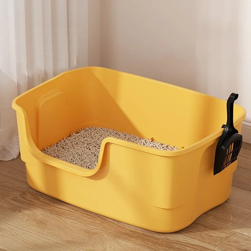 Caixa de Areia para Gatos, Grande Capacidade, Plástico Semi Fechado, Antirrespingos.
