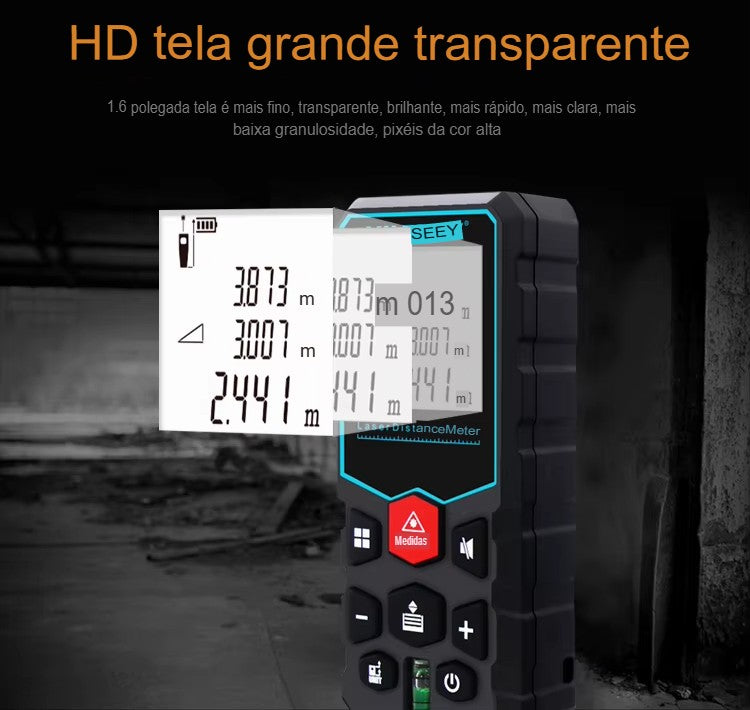 Trena Medidor de Distância a Laser Mileseey. Metro e Fita Métrica.