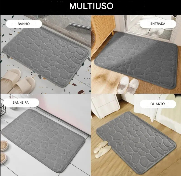 Tapete Antiderrapante de Fibra em Relevo para Banheiro e Sala de Estar